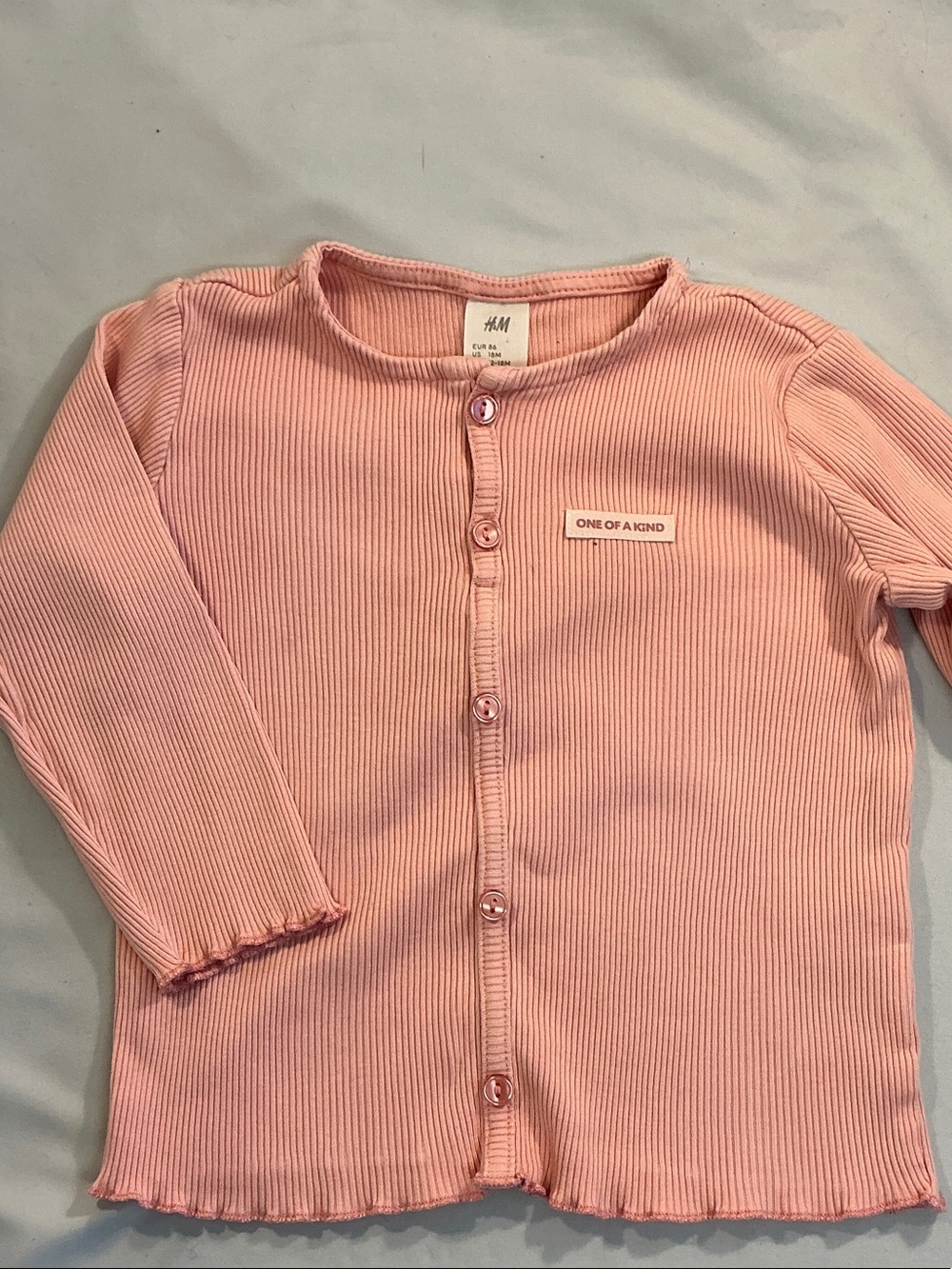 H&M Pink Ribbed Button-Up Cardigan